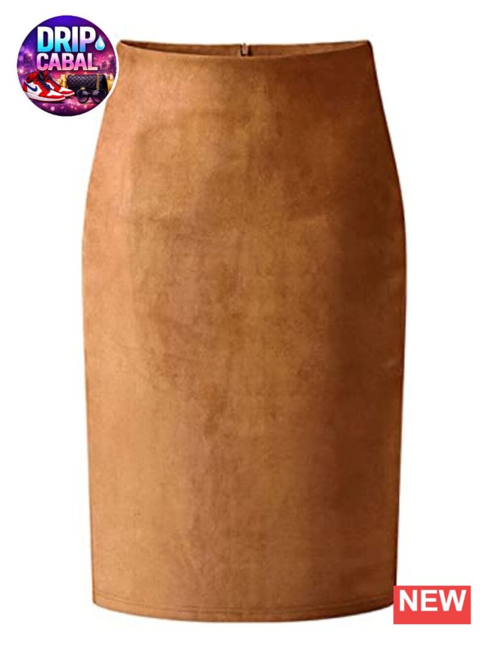Women's Faux Suede Pencil Skirt with Side Slit, High Waist, Bodycon Fit
